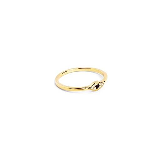 SINGULARU - anello occhio di horus oro - anello in argento sterling 925 con finitura placcata in oro 18kt - gioielli da donna - varie finiture e misure - misura 12