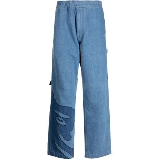 AAPE BY *A BATHING APE® jeans a gamba ampia con ricamo - blu