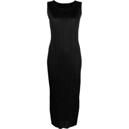 Pleats Please Issey Miyake abito lungo smanicato plissettato - nero