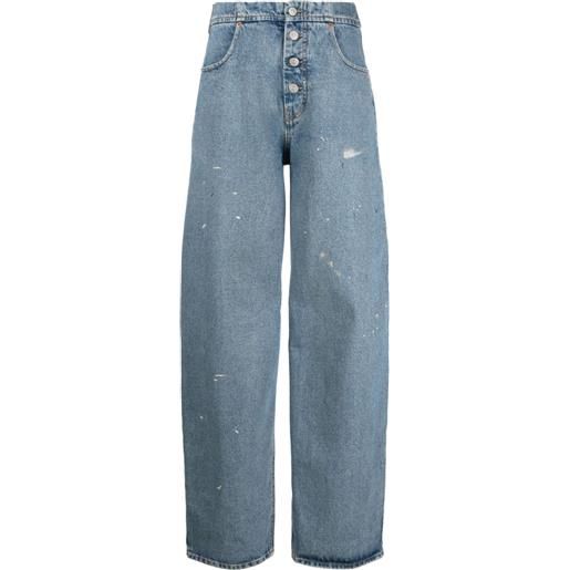 MM6 Maison Margiela jeans affusolati a vita alta con effetto vissuto - blu