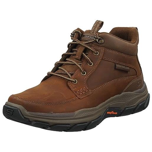 Skechers respected boswell, stivali uomo, dark brown leather w synthetic, 50.5 eu