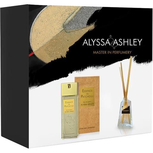 Alyssa Ashley essence de patchouly confezione 100 ml eau de parfum + 50 ml profumatore d'amiente con bacchette