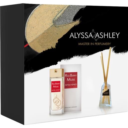 Alyssa Ashley red berry musk confezione 100 ml eau de parfum + 50 ml profumatore d'amiente con bacchette