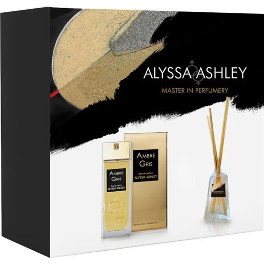Alyssa Ashley ambre gris confezione 50 ml eau de parfum + 50 ml profumatore d'amiente con bacchette