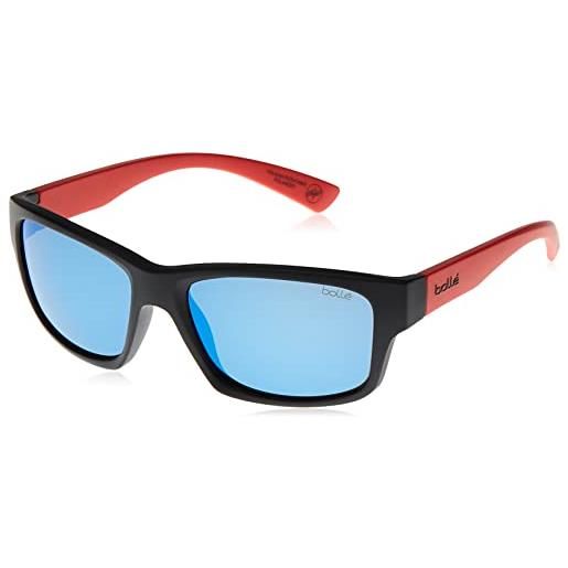 Bollé, holman floatable black red matte, offshore blue polarized, occhiali da sole, medium, unisex adulto