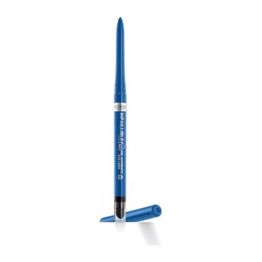 L'Oréal Paris matita automatica in gel infaillible 36h grip liner, tratto sfumabile a lunga tenuta, waterproof, formula in gel, tonalità: 06 electric blue