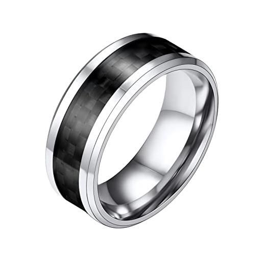 PROSTEEL anelli uomo acciaio inossidabile, anello uomo argento e nero 24 misura, anello due colori gotico punk hip hop con confezione regalo-porsteel