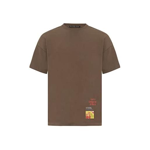 Redbridge maglietta da uomo a maniche corte con stampa cotone oversize, marrone, l