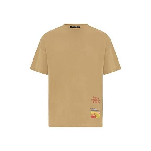 Redbridge maglietta da uomo a maniche corte con stampa cotone oversize, marrone, s