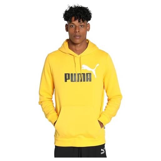 PUMA felpa con cappuccio ess+ 2 col big logo fl, uomo, sizzle giallo, xxl