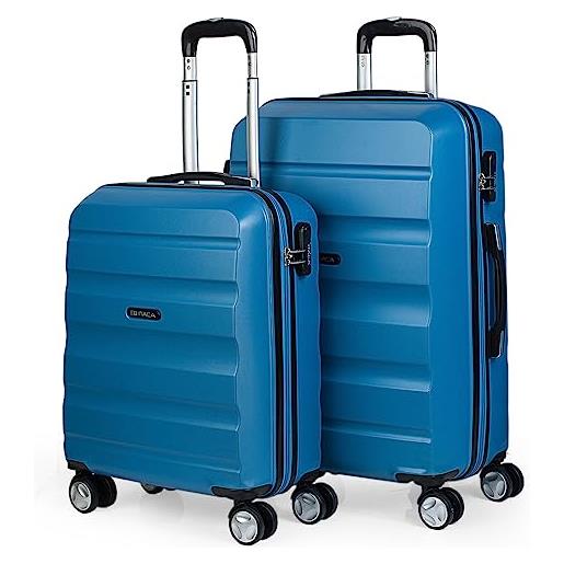 ITACA - set valigie - set valigie rigide offerte. Valigia grande rigida, valigia media rigida e bagaglio a mano. Set di valigie con lucchetto combinazione tsa t71615, blu