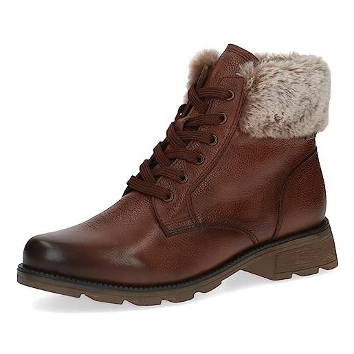 CAPRICE stivaletti da donna stringati con tacco a blocco foderati, marrone (cognac nappa), 37,5 eu
