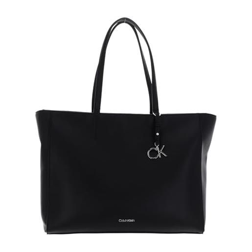 Calvin Klein borsa tote bag donna ck must shopper medium con zip, nera (ck black), nero (ck black), taglia unica
