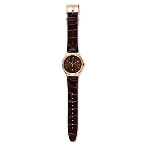 Swatch orologio Swatch irony big classic ywg406 al quarzo (batteria) acciaio quandrante marrone cinturino pelle