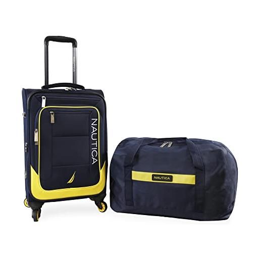 Nautica pathfinder - set di valigie softside, 2 pezzi, colore: navy/giallo, navy/giallo, pathfinder, blu navy/giallo. , pathfinder - set di valigie softside 2 pezzi