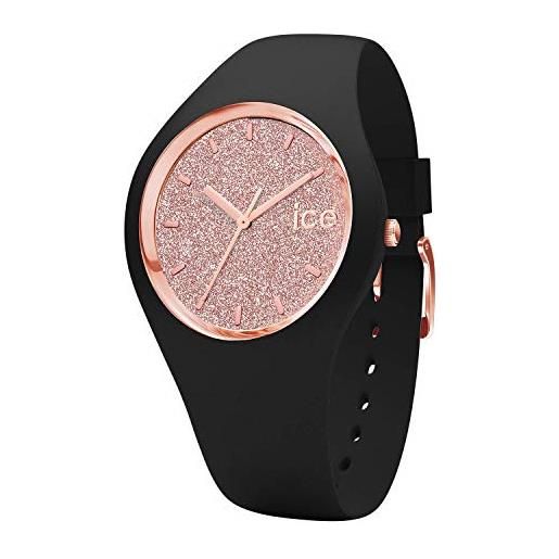 Ice-watch - ice glitter black rose-gold - orologio nero da donna con cinturino in silicone - 001353 (medium)