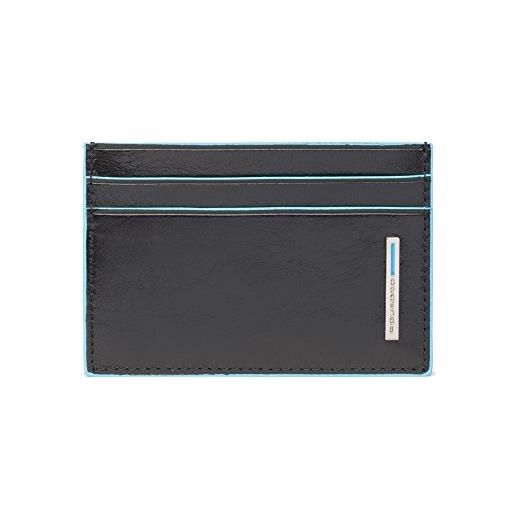 Piquadro blue square porta carte di credito, 10.8x7x0.5 cm, nero (nero)