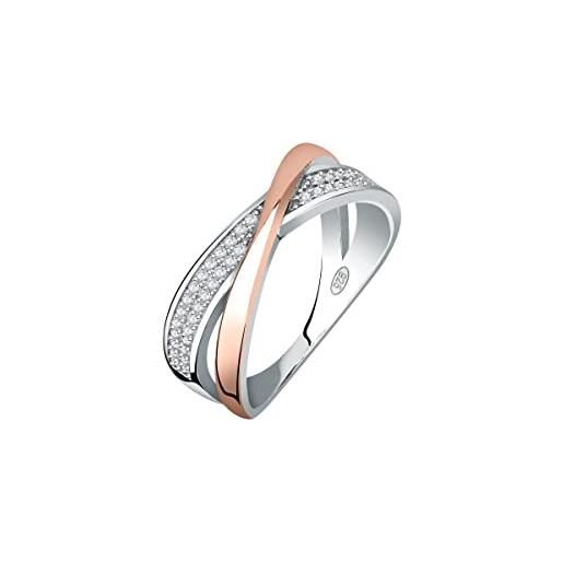 Bluespirit rosaline anello donna in argento 925% rodiato e rosè, zirconi - p. 17k1030006