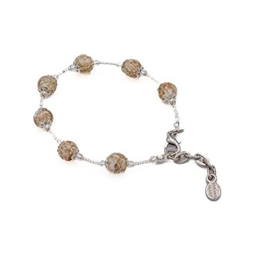 Sospiri Venezia bracciale donna 7 perle in vetro diametro 8 mm braccialetto originale vetro di murano gioiello idea regalo made in italy certificato (nero)