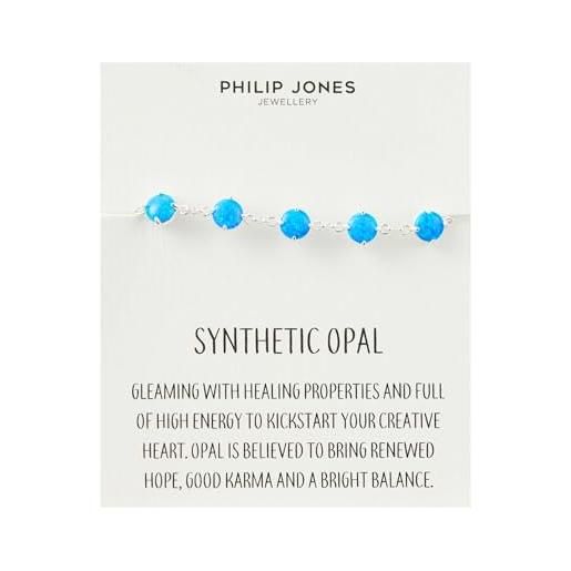Philip Jones bracciale con pietre preziose opale blu sintetico con carta di citazione