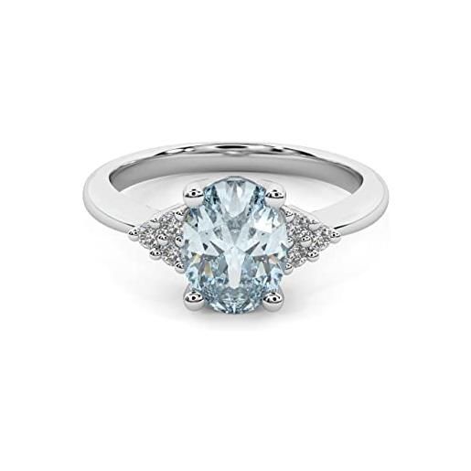 BFD 1,00 ct 100% naturale taglio diamante acquamarina e anello di diamanti, pietra, acquamarina & diamante