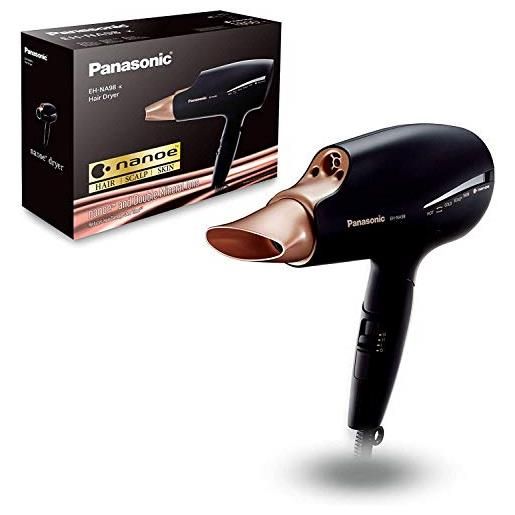 Panasonic asciugacapelli eh-na98 nanoe technology, 4 modalità per capelli, viso e cuoio capelluto, 2 impostazioni di temperatura, nero