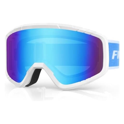 Findway maschera da sci, occhiali da sci per uomo donna teenager otg maschere sci, 100% anti-uv maschera sci, anti nebbia, adatto a snowboard, motocross e altri sport invernali (rosa-r80 46% vlt)