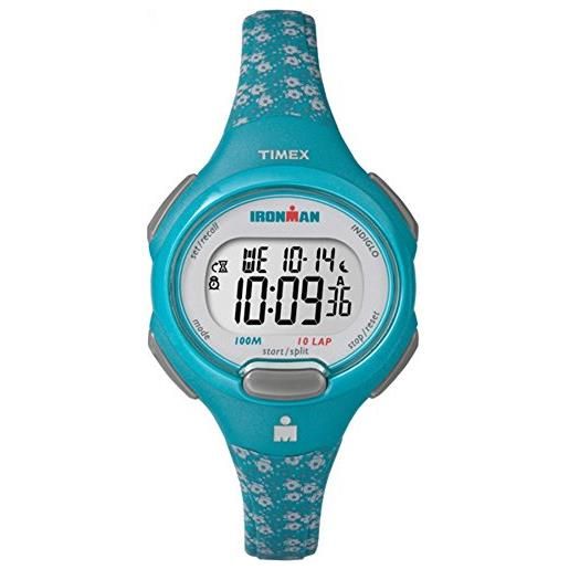 Timex women's tw5m07200 ironman essential 10 mid-size teal floral resin strap watch