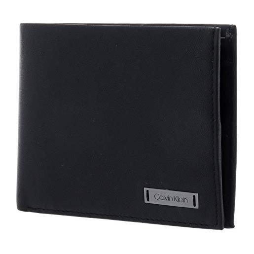 Calvin Klein portafoglio uomo smooth w plaque 5 cc coin piccolo, nero (black), taglia unica