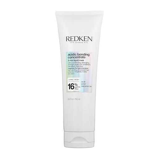 Redken maschera liquida riparatrice, azione in 5 minuti, ripara i legami, ultra idratante, per capelli secchi e danneggiati, acidic bonding concentrate, 250 ml