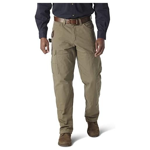 Wrangler riggs workwear flannel lined ripstop ranger pant pantaloni da lavoro, bark, 36w/30l uomo