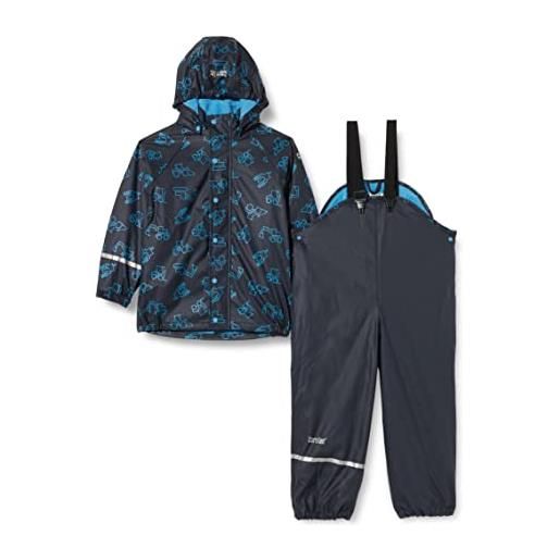 CareTec rain suit - pu w. Fleece, impermeabile e pantaloni impermeabili bambini e ragazzi, blu dark navy (778), 8 anni