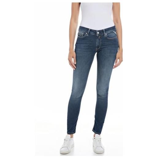Replay jeans da donna new luz skinny fit hyperflex con elasticità, blu (dark blue 007), 30w / 32l