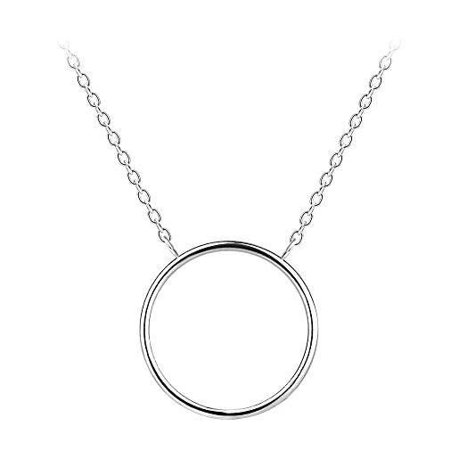 Laimons collana da donna con ciondolo a cerchio aperto, 16 mm, design e catena 45 cm, in argento sterling 925, argento sterling, zirconia cubica