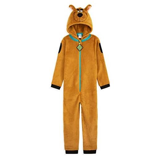 Scooby Doo pigiama intero bambino, pigiamone in pile 3-14 anni, idea regalo (marrone, 5-6 anni)