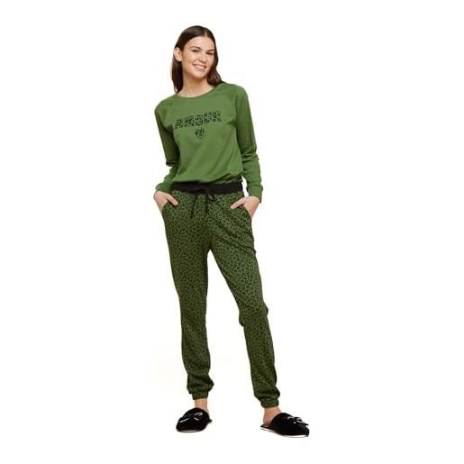Noidinotte; more than pyjamas noidinotte - pigiama donna caldo cotone felpato gheppi - s verde