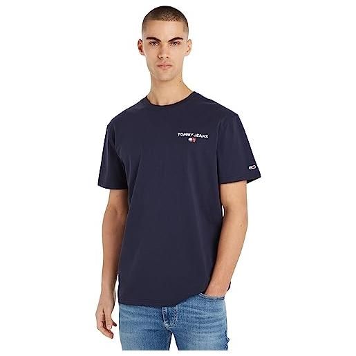 Tommy Jeans t-shirt uomo maniche corte classic linear back print scollo rotondo, bianco (white), xxl