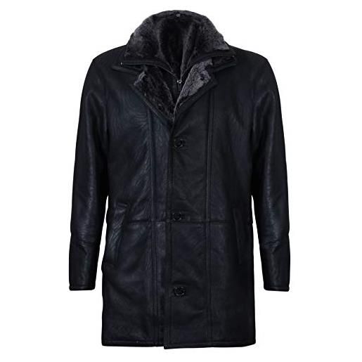 Infinity Leather cappotto di montone in pelle di vitello nappato nero caldo da uomo 4xl