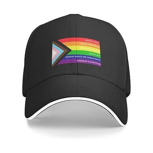 VIDOJI berretto da baseball unisex classic plain progress pride flag gay baseball cap trucker hat visor men golf wear cappello da sole regolabile da donna miglior regalo