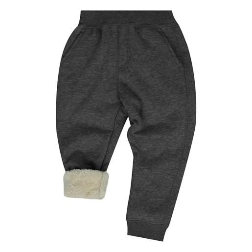 Happy Cherry pantaloni invernali per bambini pantaloni lunghi in felpa pesante pantaloni caldi sportivi imbottita taglia 140/10-11 anni-grigio chiaro