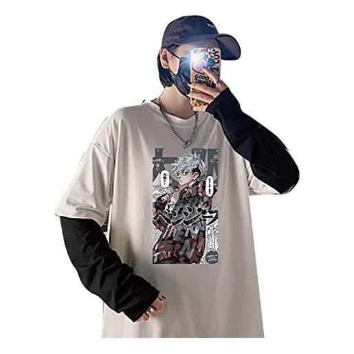 INVIMS anime matsuno chifuyu t-shirt a maniche lunghe harajuku stampato t-shirt oversize con maniche a due righe false