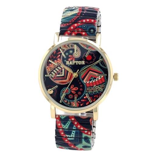 Raptor colorful edition - orologio da donna ø36 mm, in acciaio inox, motivo colorato, con stampa analogica, al quarzo, colorato blu scuro