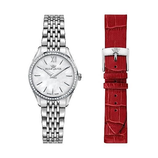 Philip Watch roma orologio donna solo tempo in acciaio, pelle naturale, diamanti naturali selezio - r8253217506