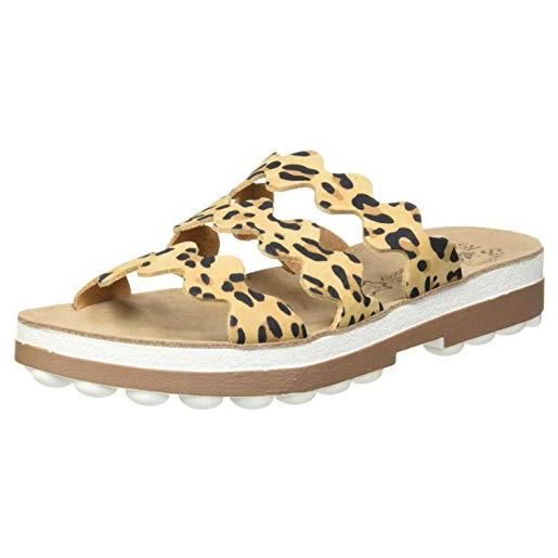 Fantasy sandals s9012 waves, slide sandal donna, leopard moka, 36 eu