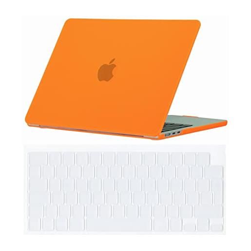 Se7enline compatibile con mac. Book pro da 16 2021/2022 m1 pro/m1 max chip modello a2485 custodia protettiva per laptop opaca con custodia per tastiera (layout uk), arancione
