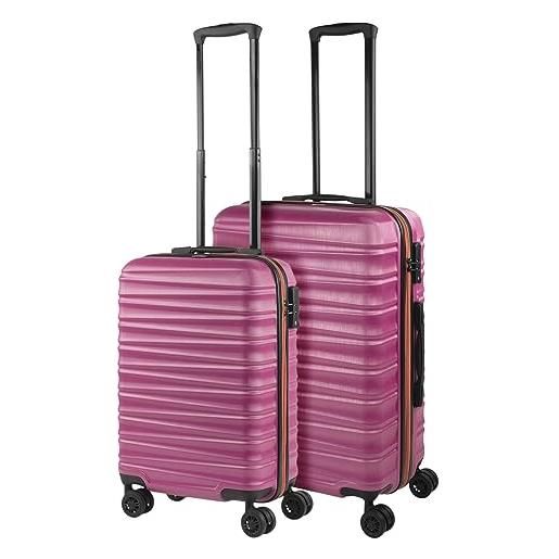 JASLEN - set valigie - set valigie rigide offerte. Valigia grande rigida, valigia media rigida e bagaglio a mano. Set di valigie con lucchetto combinazione tsa, fucsia
