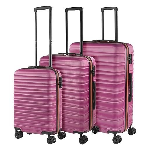 JASLEN - set valigie - set valigie rigide offerte. Valigia grande rigida, valigia media rigida e bagaglio a mano. Set di valigie con lucchetto combinazione tsa, fucsia