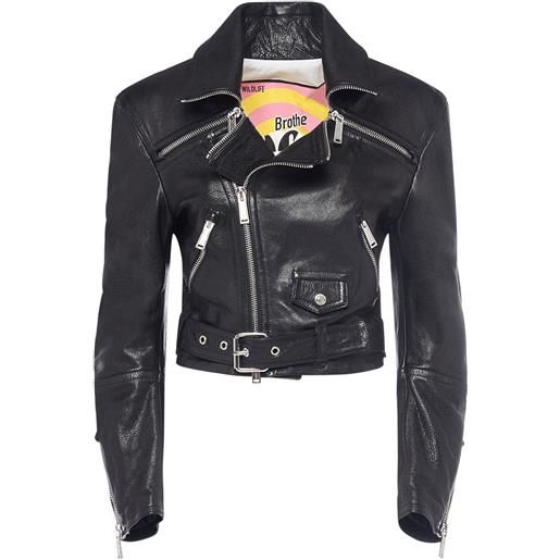 DSQUARED2 giacca biker in pelle con cintura