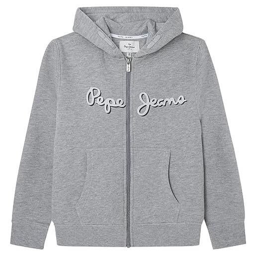 Pepe Jeans nolan zip, felpa con cappuccio bambini e ragazzi, grigio (grey marl), 16 anni