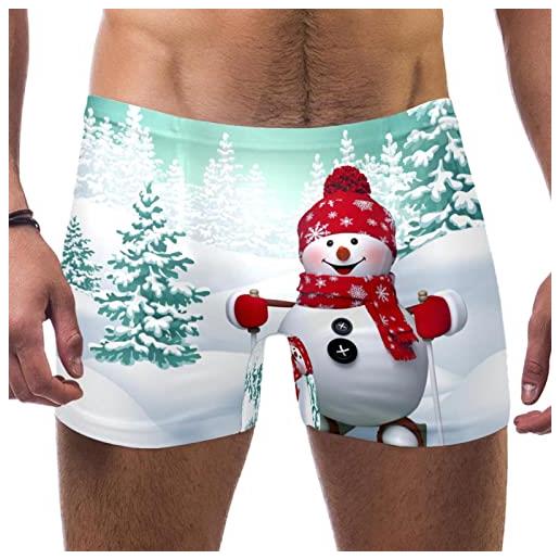 Honexa costume da bagno da uomo con elastico in vita corto boxer estivo da spiaggia, s, pupazzo di neve invernale, multicolore, m